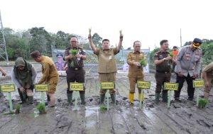 Gubernur Hidayat Arsani Pimpin Penanaman Padi Program Ketahanan Pangan Desa Adhyaksa 2026 di Namang Bangka Tengah