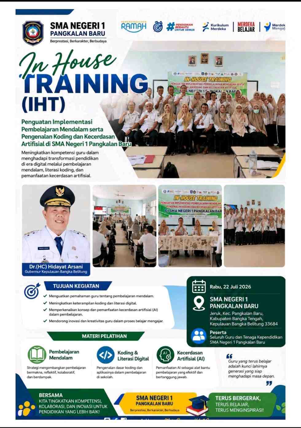 32 Guru SMAN 1 Pangkalan Baru Ikuti In House Training, Kuasai Pembelajaran Mendalam dan Teknologi AI